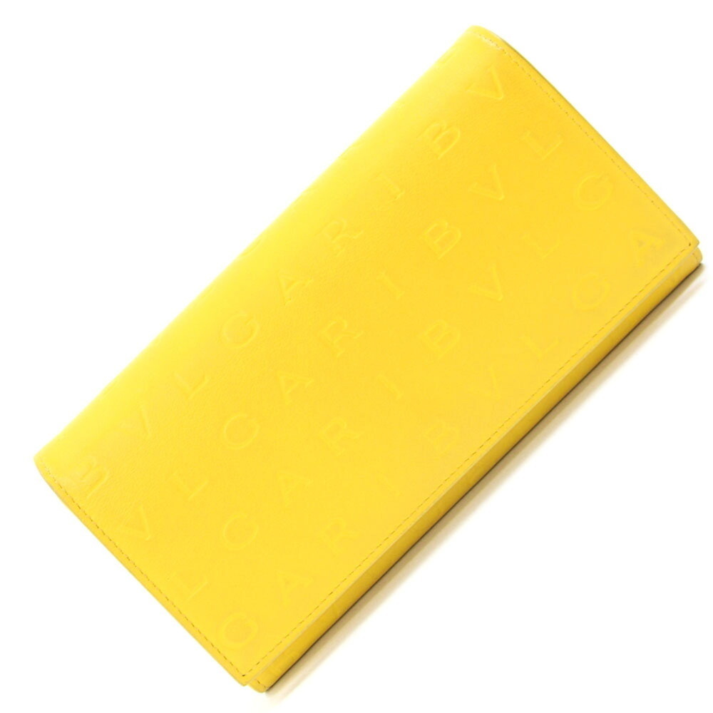 BVLGARI Infinitum Large Wallet 292254 Yellow Pink Leather Long Bi-color Women's